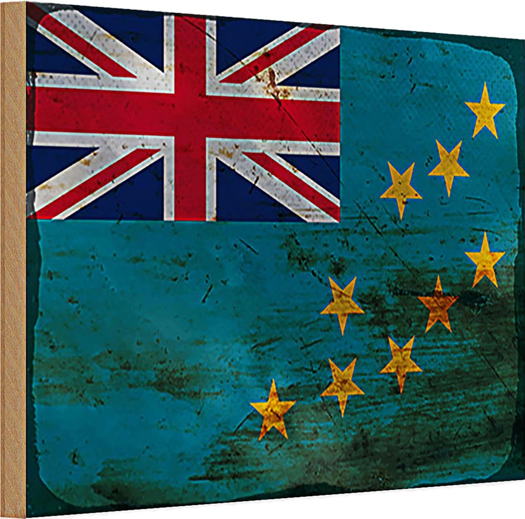 Holzschild Flagge Tuvalu 30x20cm Flag of Tuvalu Rost