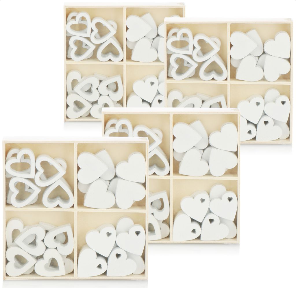 com-four® 128x Herz Streudeko - kleine Herzen aus Holz in 4 Produktbild 