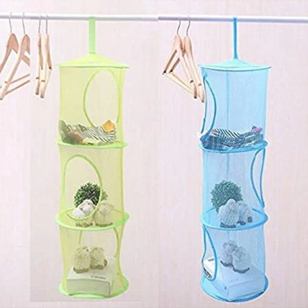 Organiseur en filet suspendu pliable pour vêtements et jouets - 3 pcs