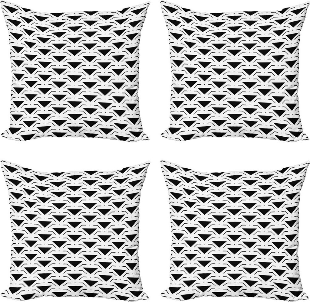 ABAKUHAUS Geometrisch Kissenbezug Set (4 Stück), Modernes abstraktes Triangles, Moderner Doppelseitiger Digitaldruck, 45 cm x 45 cm, Charcoal Grau...