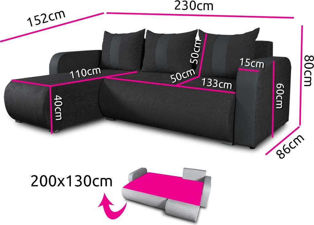 Ecksofa Rino mit Schlaffunktion und Bettkasten - L-Form Produktbild 5