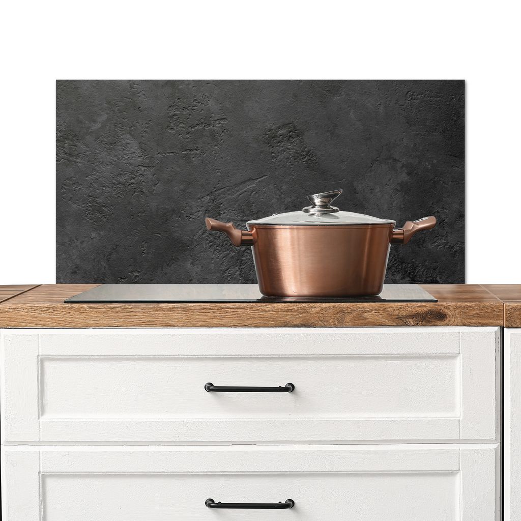 KitchenYeah Spritzschutz Küche - Küchenrückwand - Wandschutz für Herd und Spüle - Beton - Strukturiert - Industriell - Schwarz - Grau 80x40 ...