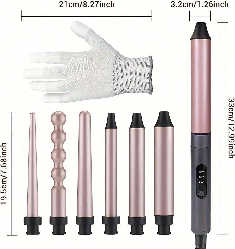 Lockenstab Ohne Hitze Set – 5 Stück, Mit Gummibändern & Clip, Satin-Stirnband, Für Locken über Nacht