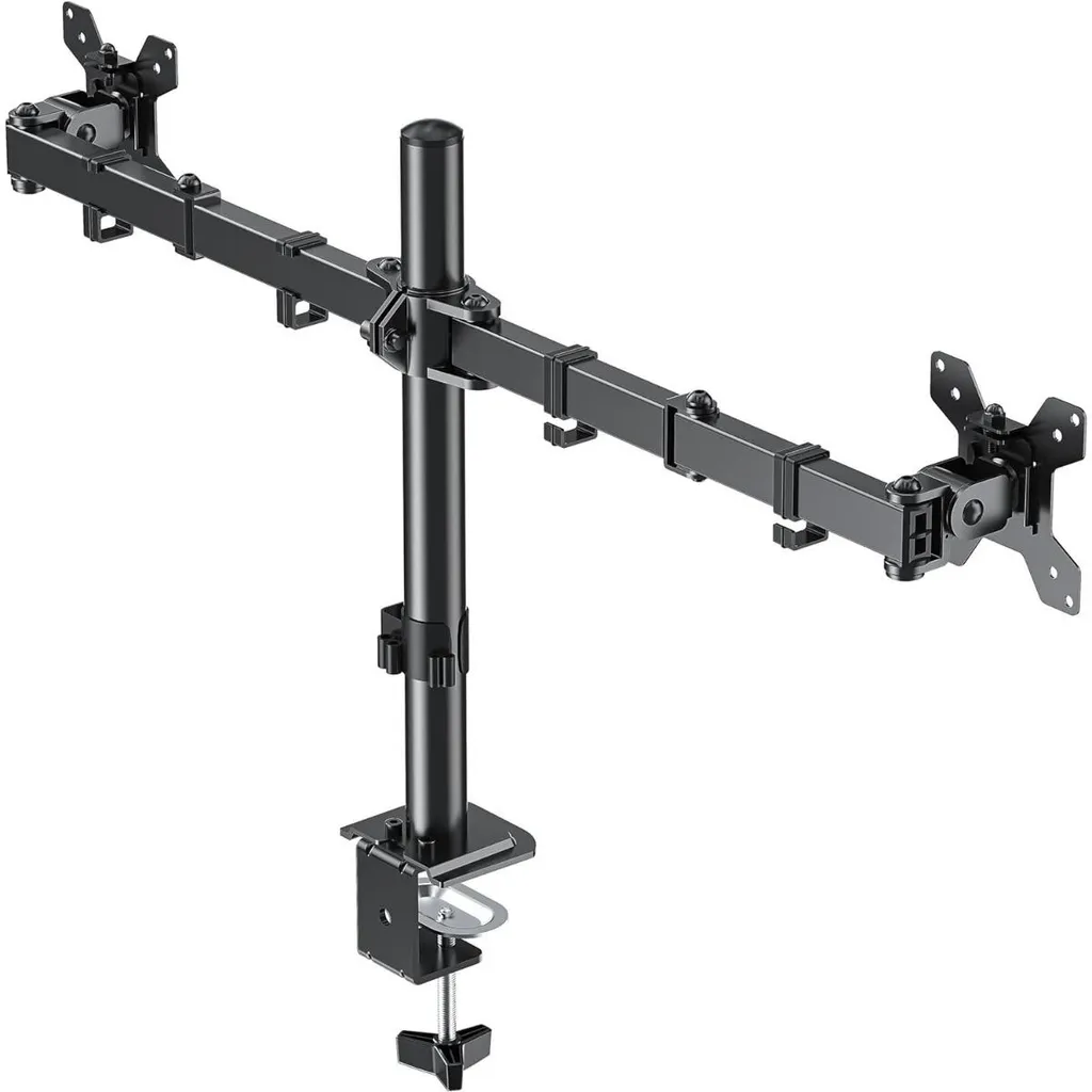 Support double écran INF en fer noir 37,5x43cm avec bras articulé pro