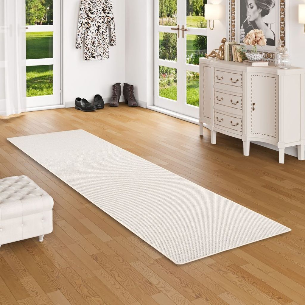 Läufer Teppich Bentzon Flachgewebe Sand, Größe:100x400 cm