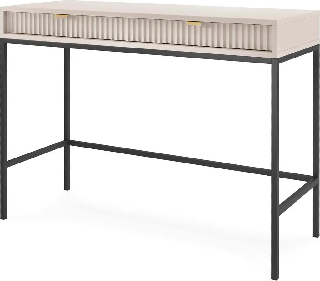 Console de salon Avon 104cm Beige et Noir : Table déco pour l'entrée