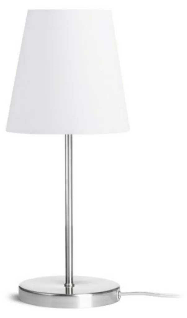 Lampe à poser en coton blanc et pied nickel pour salon chic 230V