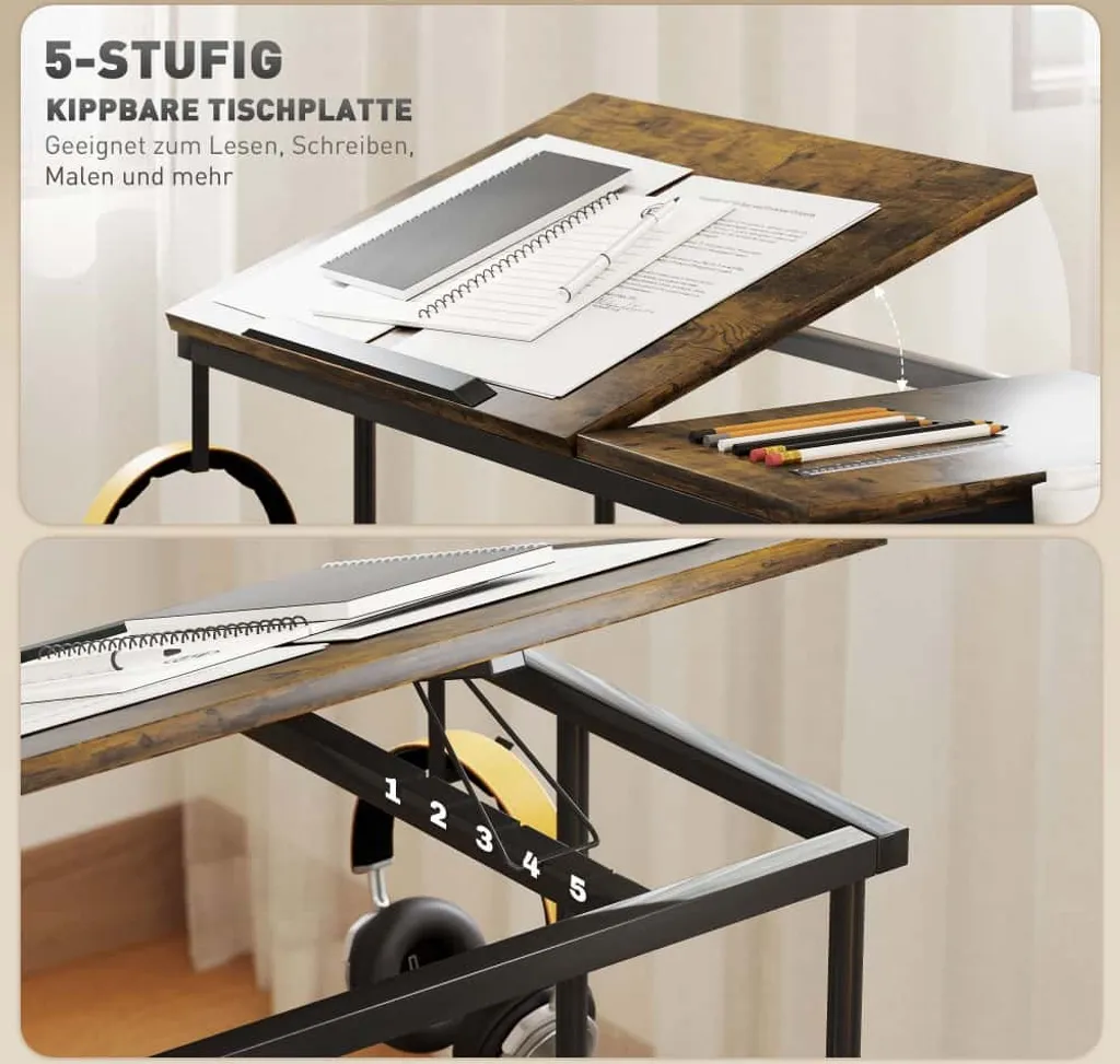 Table ordinateur ergonomique contre le mal de dos - Réglable Brun