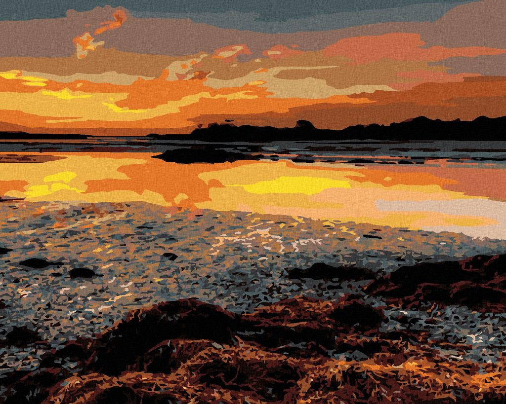 Zuty - Malen nach Zahlen - SONNENAUFGANG ÜBER DER KÜSTE (TED DAVIS), 40x50 cm, mit Keilrahmen (bereits gespannt)