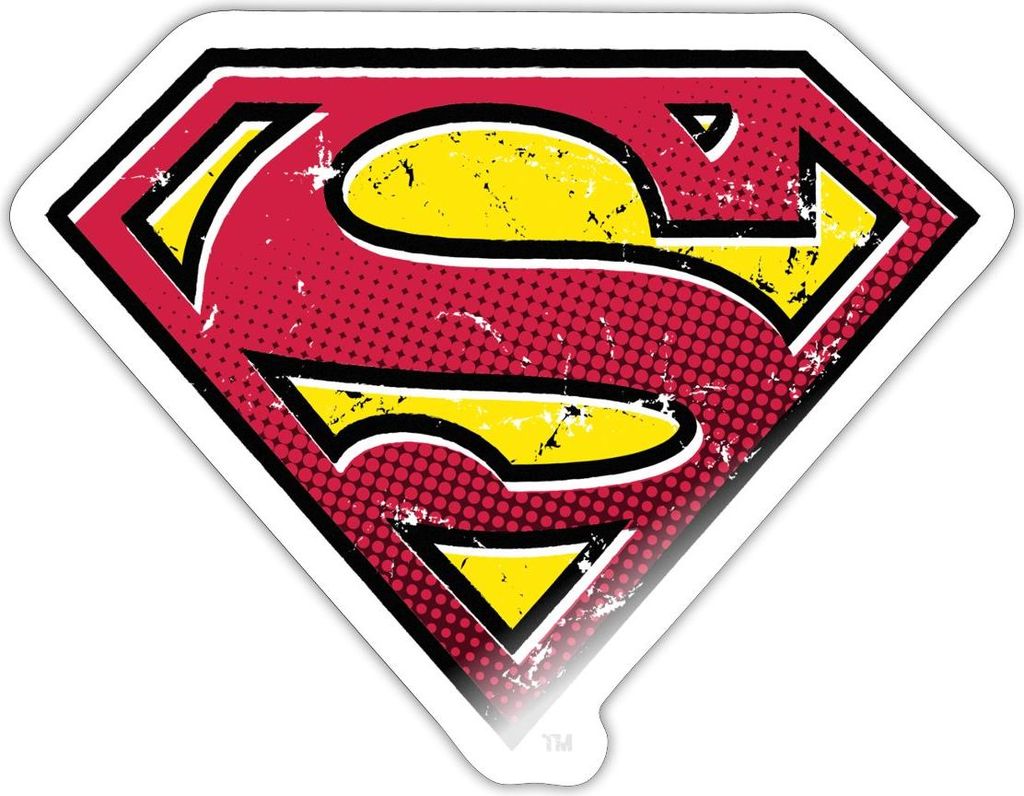 Spreadshirt DC Comics Superman Logo Used Look Punkte Style Sticker Aufkleber, 10 x 10 cm, Weiß glänzend