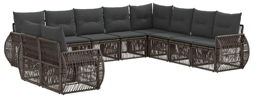 vidaXL Gartensofa-set 10 pcs Grau und Dunkelgrau Poly-Rattan