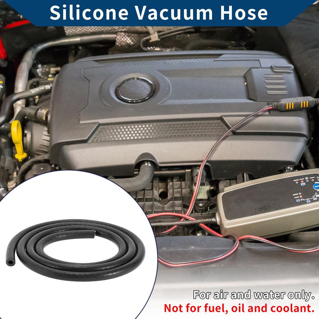 Silikon-Vakuumschlauch für Automobil-Vakuumsysteme Hochtemperatur 1 m 1/4" 6 mm ID 3 mm Dicke 1 Stück Schwarz 130 PSI Maximaldruck