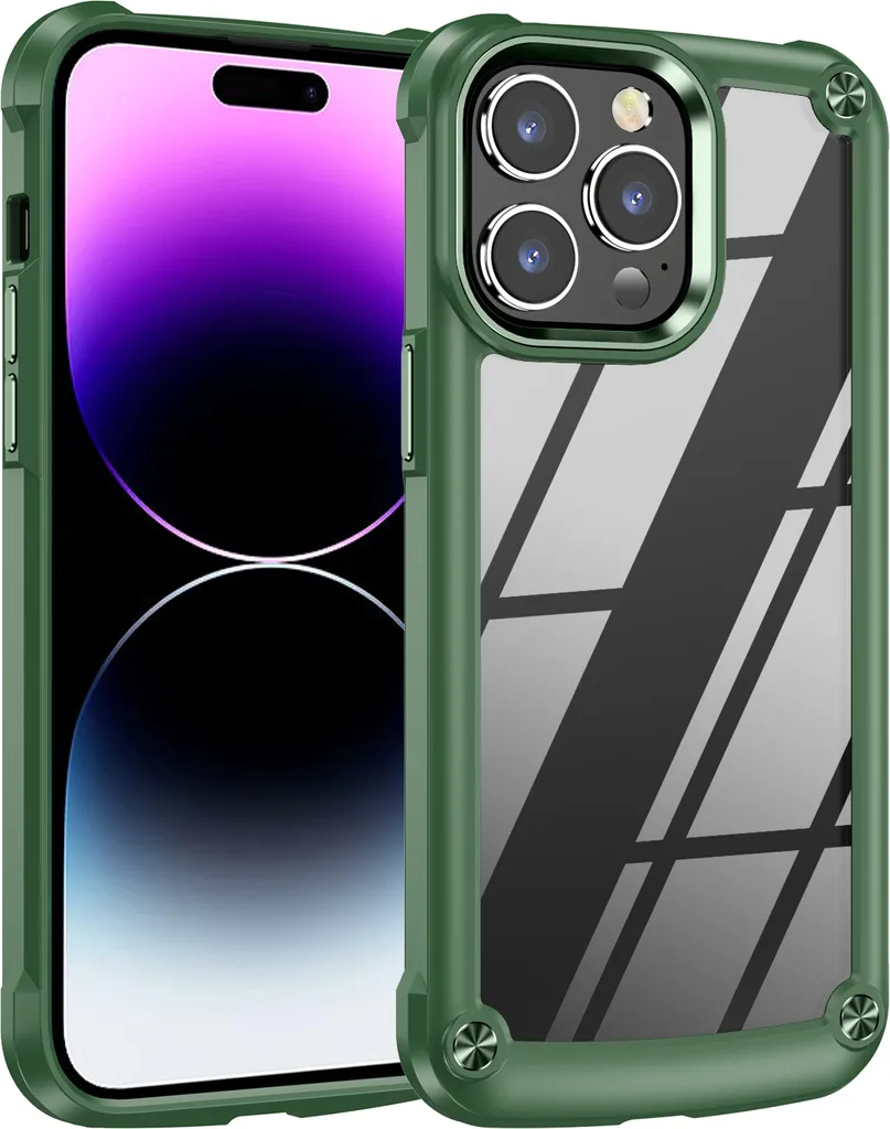 Custodia Protettiva iPhone 15 Pro Verde | Retro PC Anti-Ingiallimento