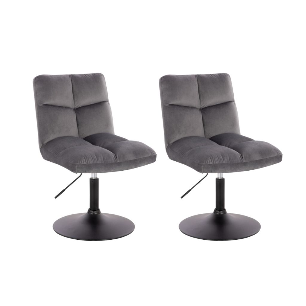 HOME DELUXE - Barhocker ACE - 2er Set, Farbe: Hellgrau- 360 Grad drehbar, Höhenverstellbar, weiche Polsterung, bis 120 kg belastbar I Küchenstuhl...