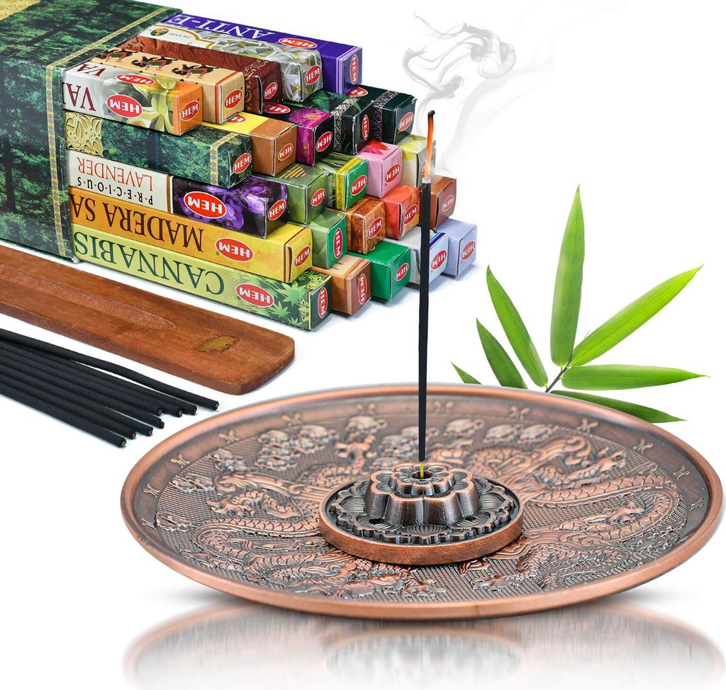 Meditationsset: Indisches Räucherstäbchen + Untertasse
