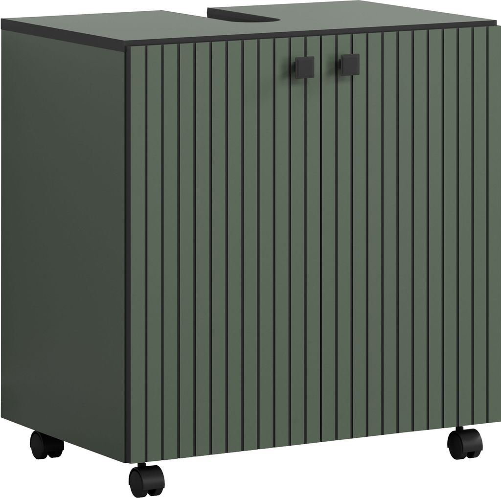 trendteam Bad Waschbeckenunterschrank Pure Bliss Grün Melamin B/H/T ca. 60/64/42 cm