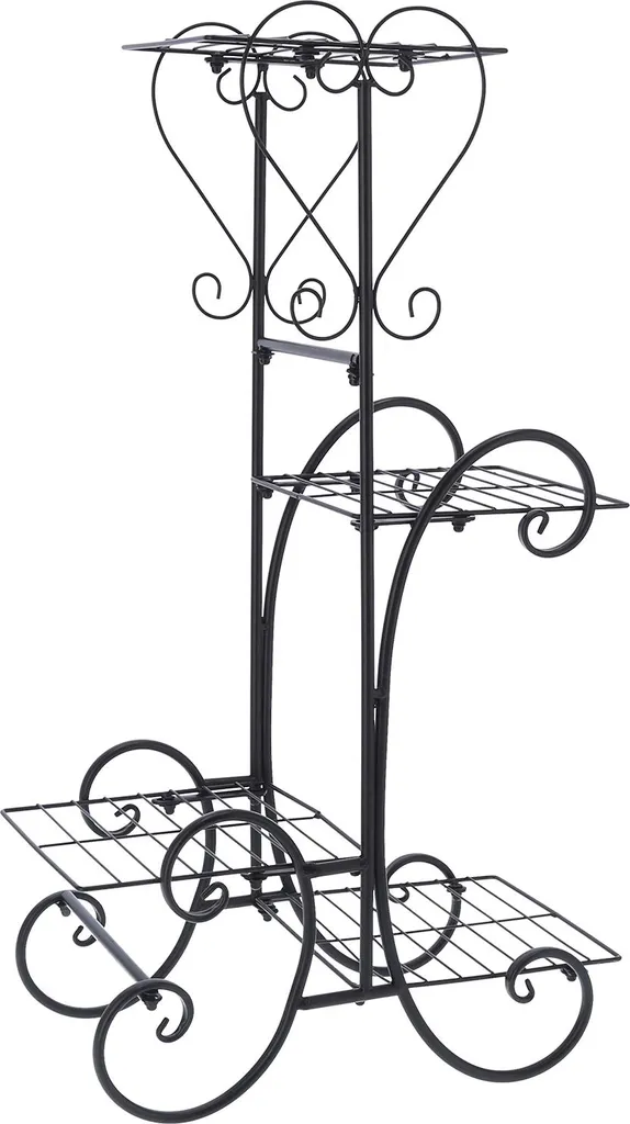 Aménagez votre terrasse avec ce support 4 fleurs métal noir déco jardin
