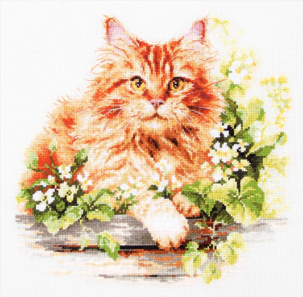 Magic Needle Kreuzstich Stickpackung "Die rote Katze", Zählmuster, 26x26cm