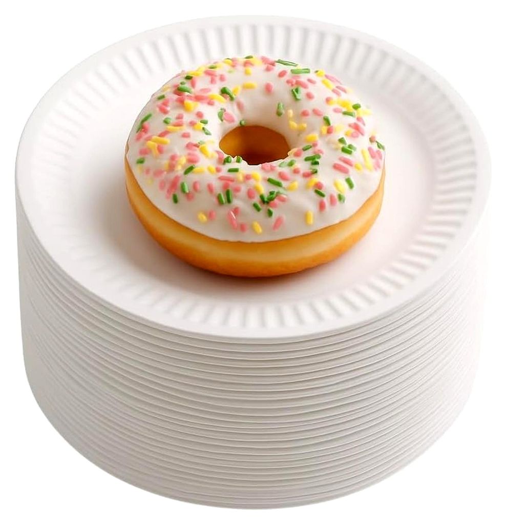 Pappteller 15 cm, 100 Stück, Einweg-Dessertteller, rund, stabil, umweltfreundlich, biologisch abbaubar