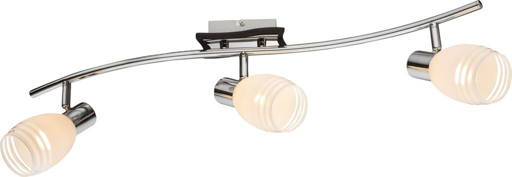 Globo Lighting Strahler Metall verchromt, MDF Wenge, Glas opal, satiniert, LxBxH: 690x215x160mm, exkl. 3x E14 40W 230V