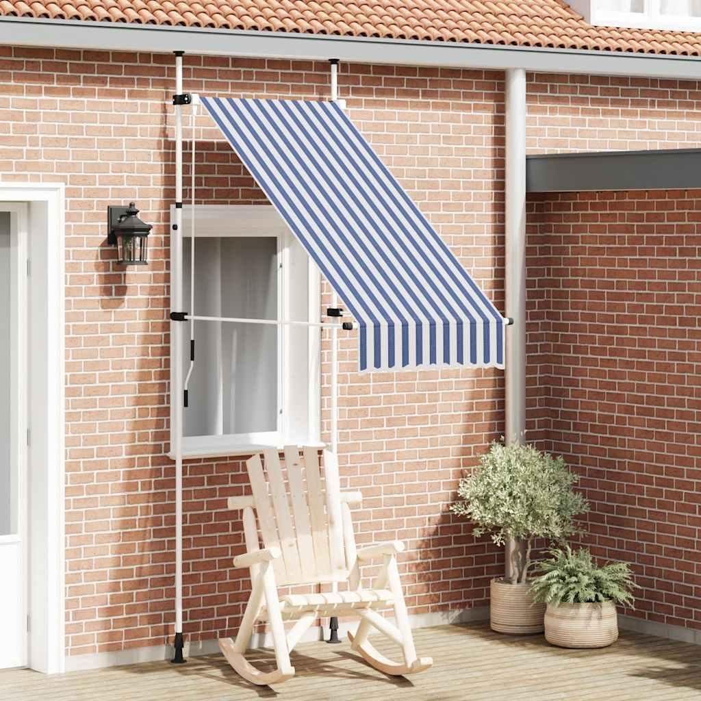 vidaXL Markise Einziehbar Handbetrieben 100 cm Blau/Weiß Produktbild 