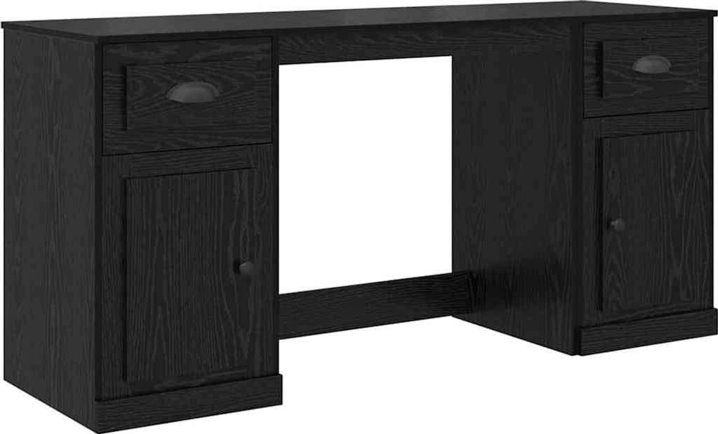 vidaXL Schreibtisch mit Schrank mit Schubladen Schwarz Eichen-Optik