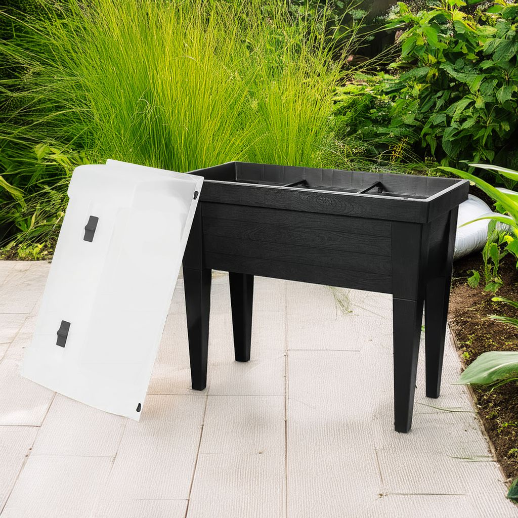 MAXI-Hochbeet mit Haube, Hochbeet aus Hartkunststoff, 100 x 50 x 107 cm