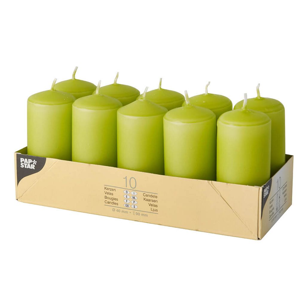 10 candele a colonna Ø 40 mm - 90 mm kiwi Immagine del prodotto 