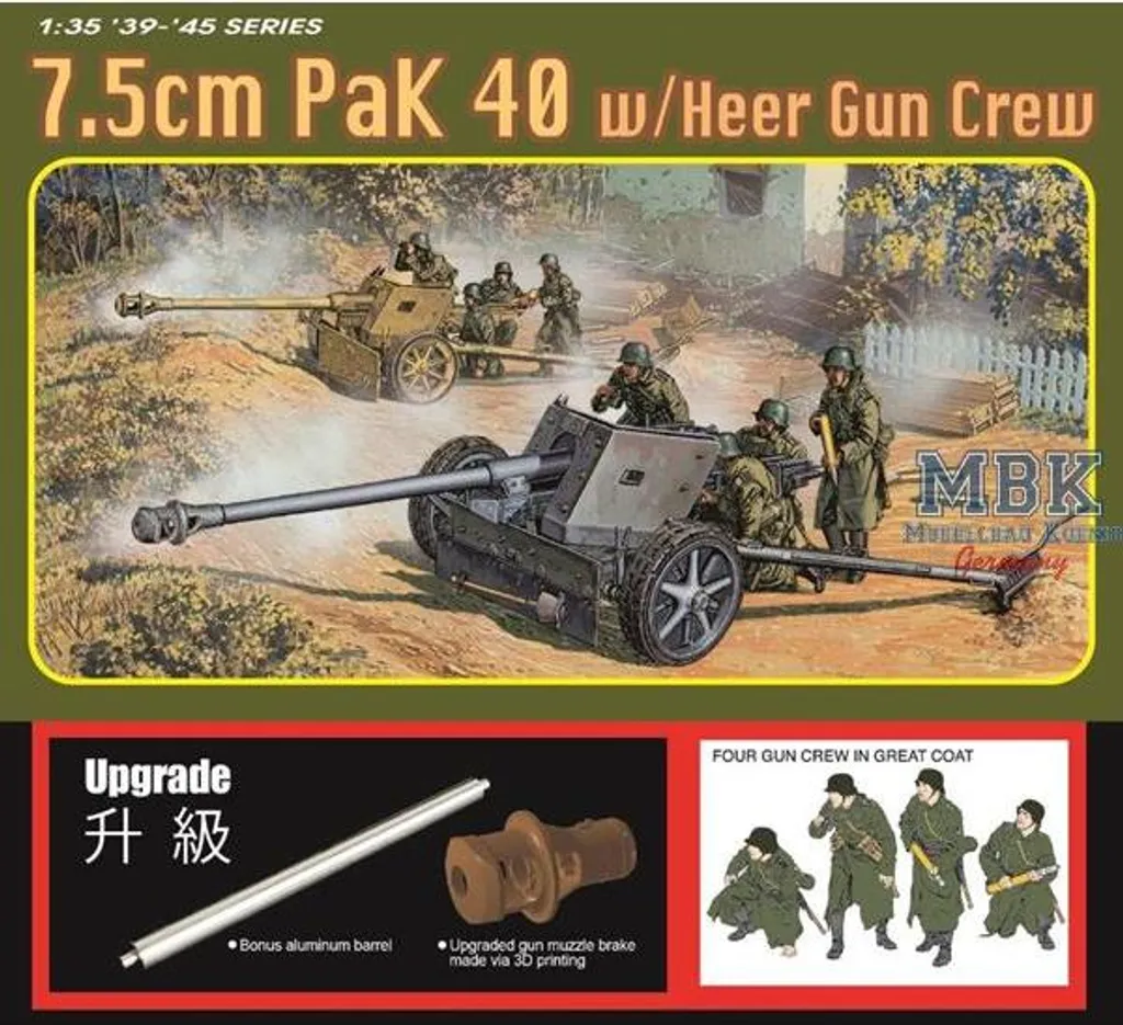 Dragon 1:35 Canon PAK 40 7,5 cm avec Équipage - Maquette Militaire 6393