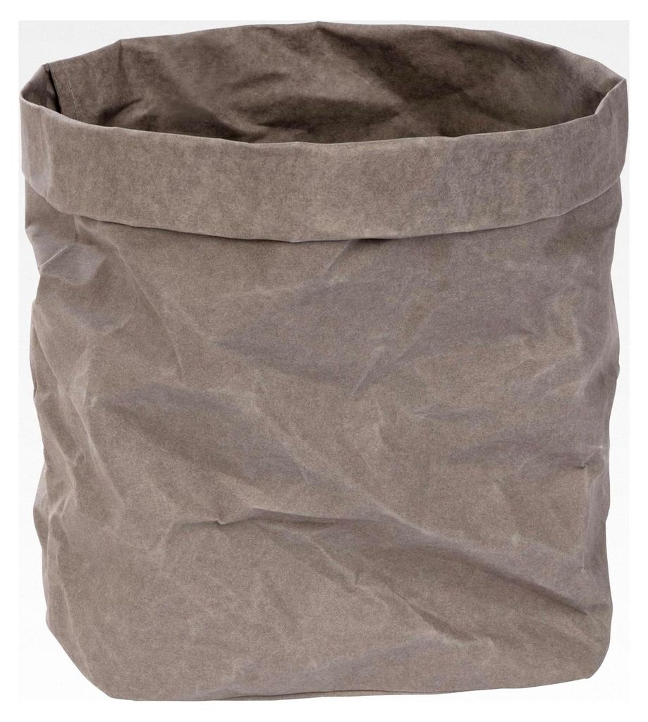 Aufbewahrungskorb in Gold/Grau | Krempelbox | Dekobox | Geschenkbox | Lederoptik | vegan | waschbar | Brotkorb | Badaufbewahrung (Grau | XL)