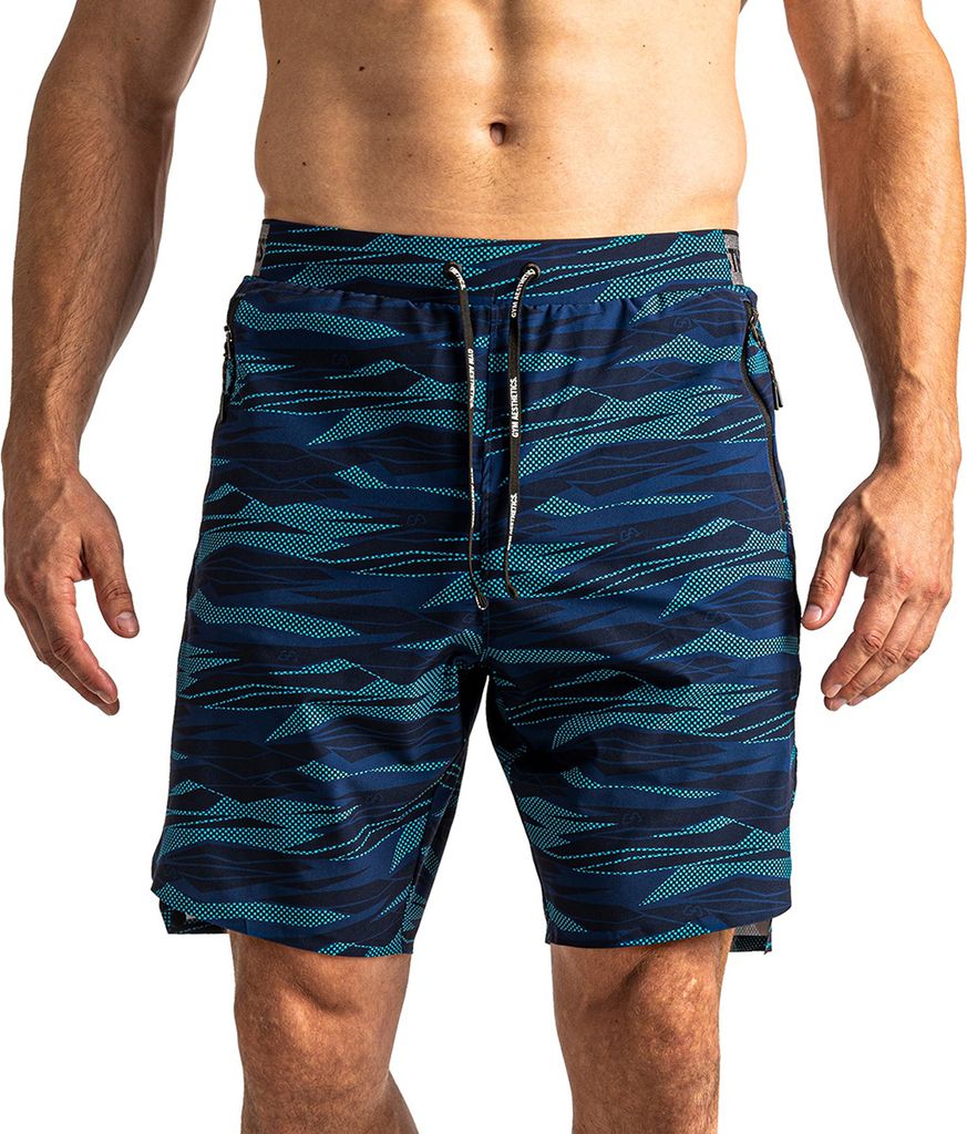 Mittellange Camouflage-Laufshorts für Herren