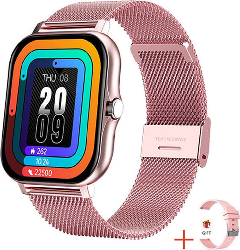 Touch Sport Smart Uhr Männer Frauen Herzrate Fitness Bluetooth Anruf Smartwatch Armbanduhr, Rosa