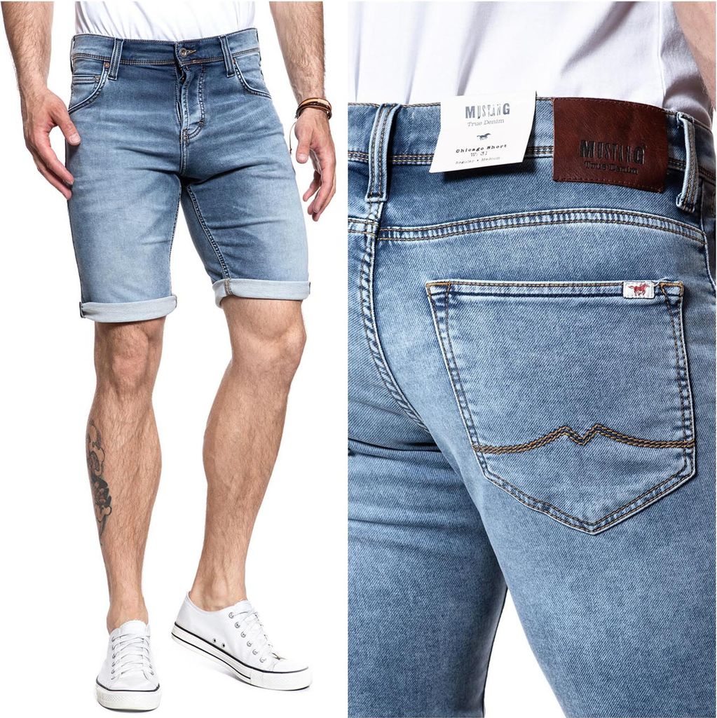 MUSTANG Herren, Shorts CHICAGO SHORT, Slim fit, W28, Blau, kurze, hosen,