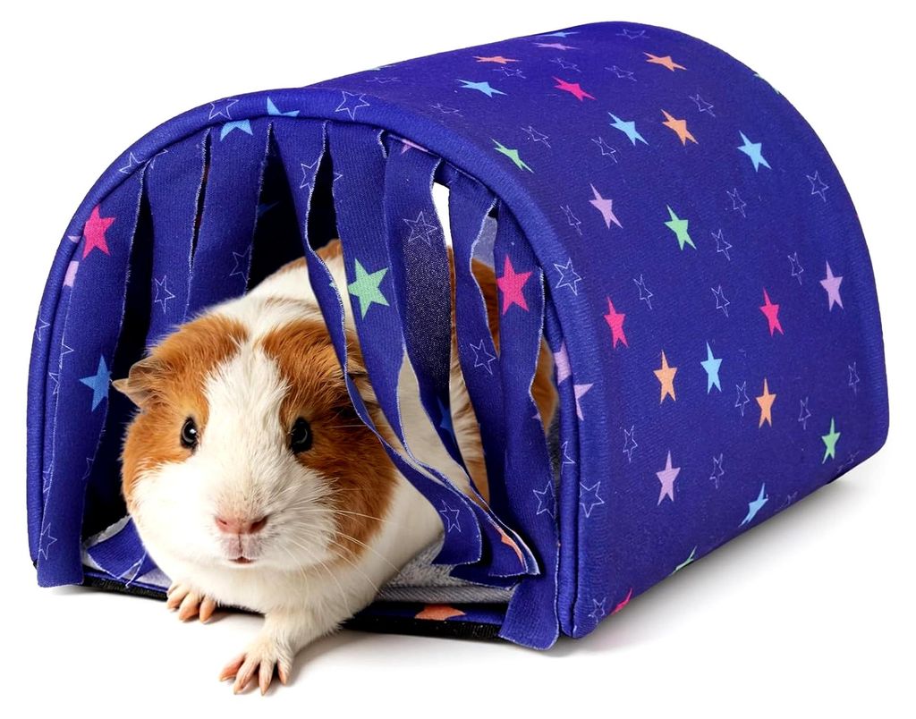 Meerschweinchenbett, Kuschelsack mit Höhle, Kissen und Vorhang, Waschbares Kaninchenhaus Tunnel für kleine Haustiere
