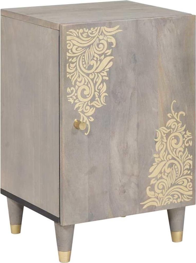 Badezimmerschrank mit Tür Grau 38 x 33 x 58 cm Massivholz Mango