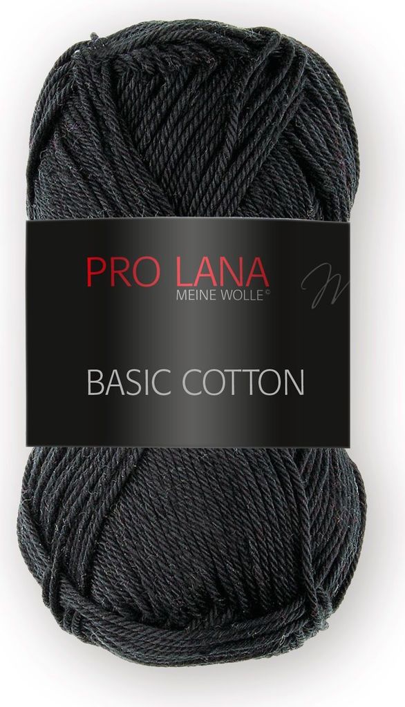 A ball of black yarn with a label.