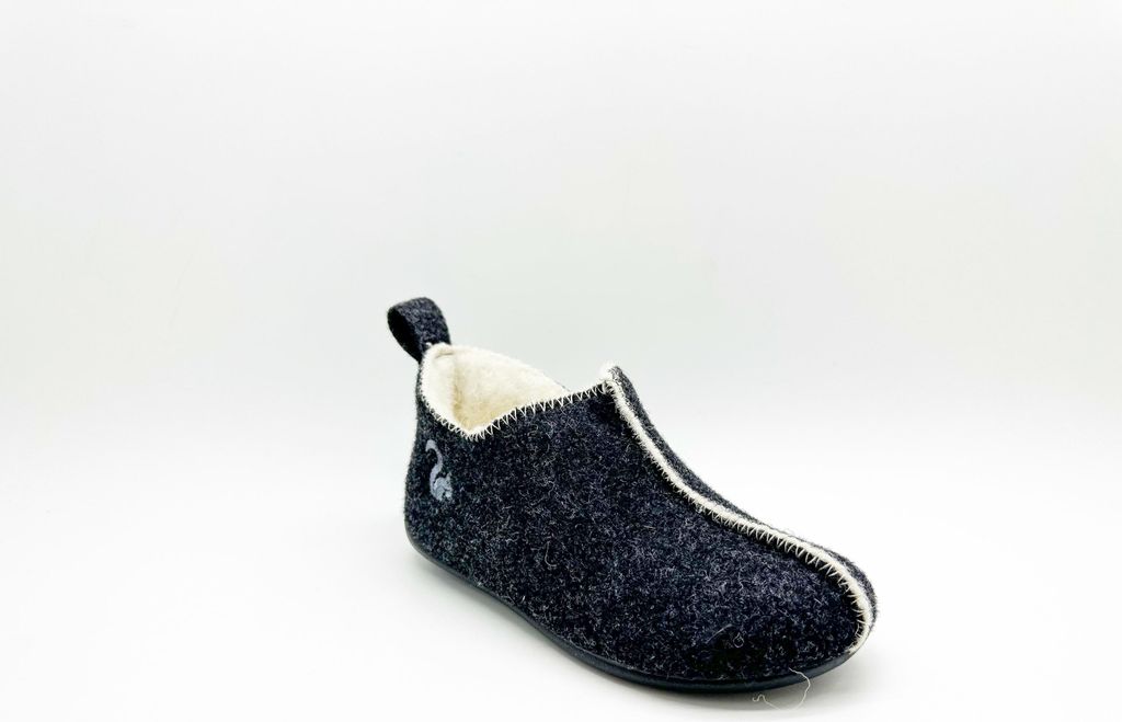 Thies Damen Hausschuh aus Wollfilz, ultraleicht, mulesingfrei, mit recycelter Gummisohle