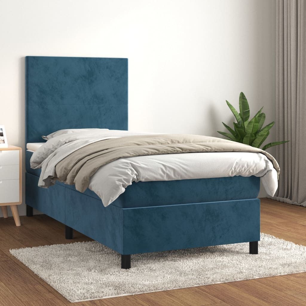 Maison Exclusive - Boxspringbett mit Matratze Dunkelblau 100x200 cm Samt