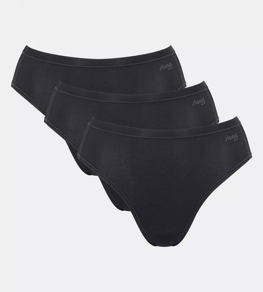 sloggi Damen Tai-Slip 3-Pack GO Daily Baumwolle Tai - BLACK - Größe XL