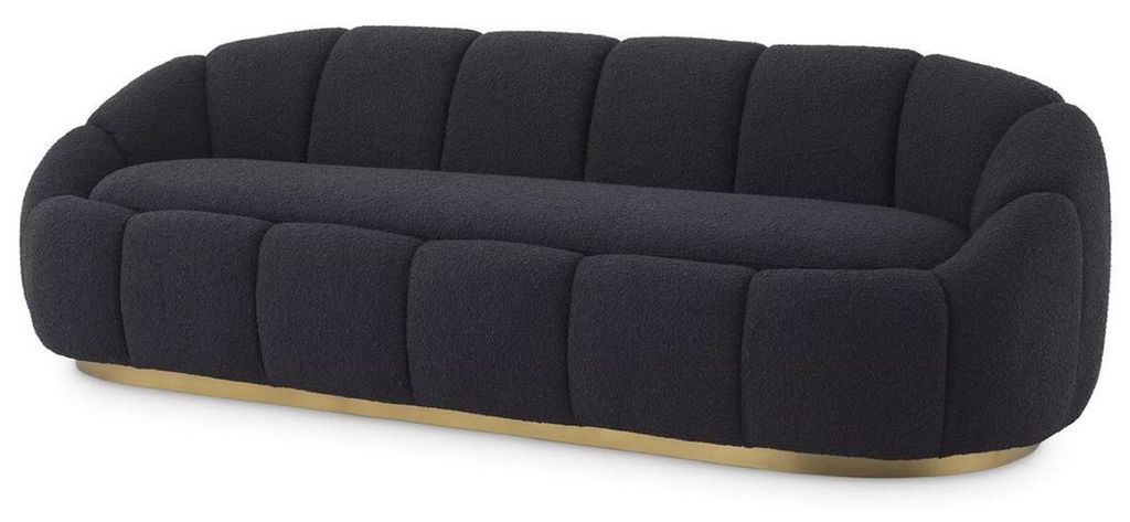 Casa Padrino Luxus Sofa Schwarz / Messingfarben 230 x 80 x H. 71 cm - Wohnzimmer & Hotel Sofa - Wohnzimmer & Hotel Möbel - Luxus Qualität