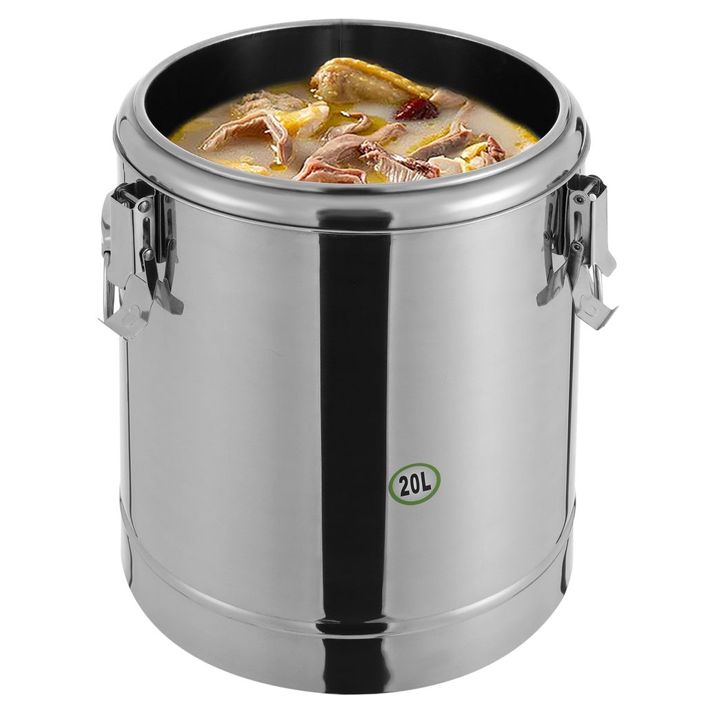 Isolierter Eimer, Isolierter Suppenbehälter, 20L Isolierter Suppentransporter, Versiegelter Eimer, Silber