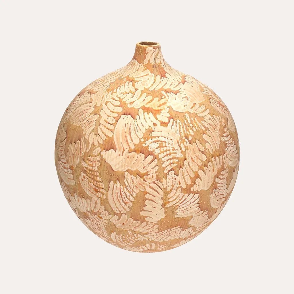 Vase céramique ocre stable et résistant pour fleurs de table chic