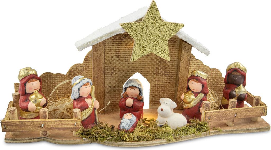 Kinderkrippe Weihnachtskrippe mit LED Beleuchtung | 12476