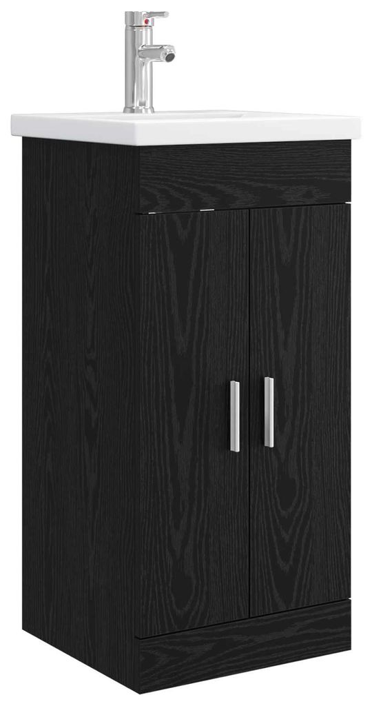 vidaXL Badezimmerschrank mit Waschbecken Schwarze Eiche