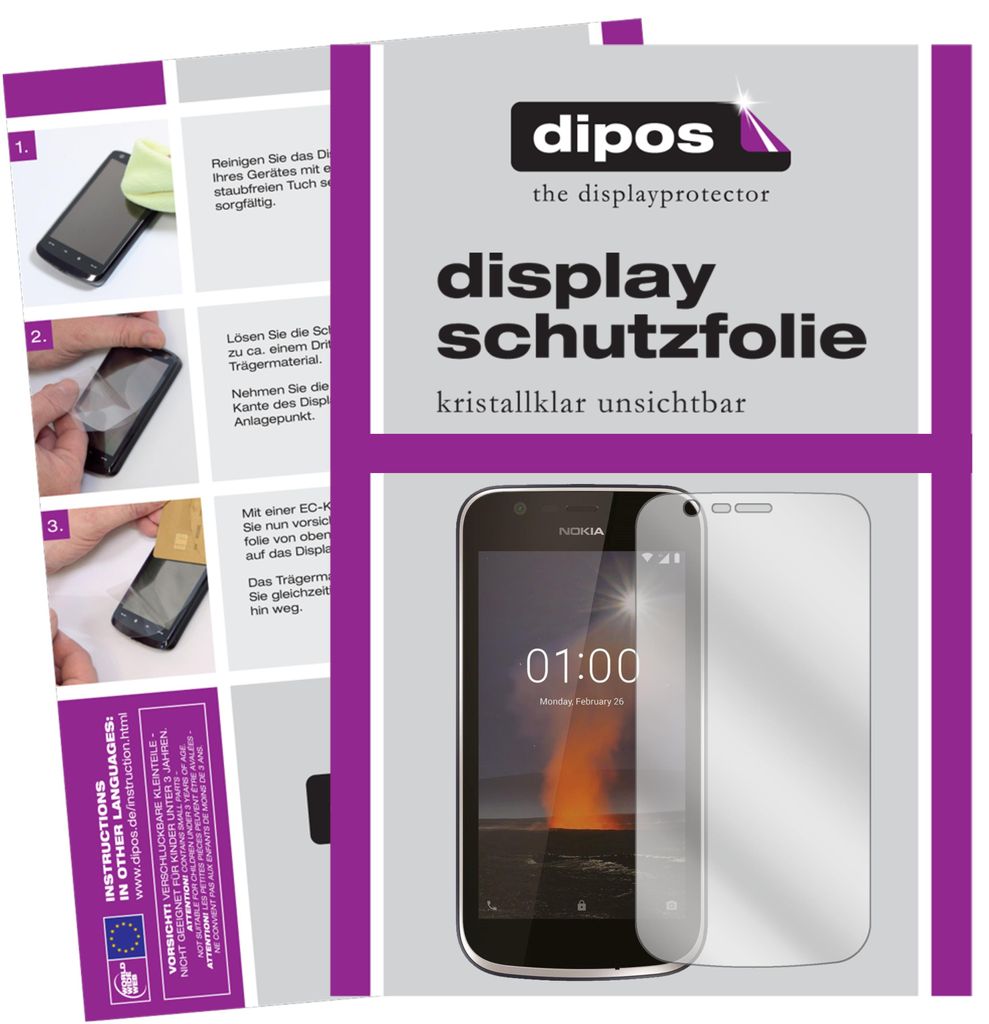 2x Schutzfolie für Nokia 1 klar Displayschutzfolie Folie Produktbild 