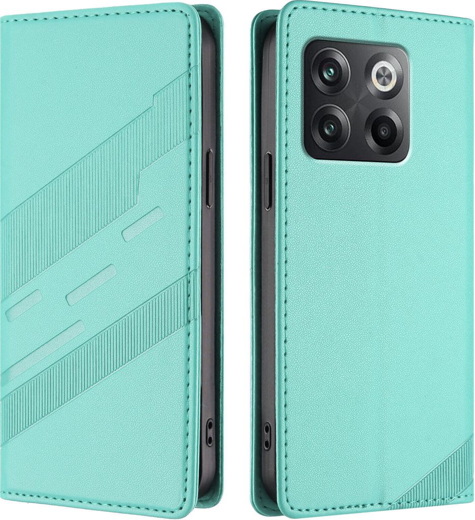 Hülle für OnePlus 10T, Kunstleder Brieftaschen Handyhülle mit Kartenfach und Standfunktion Türkis