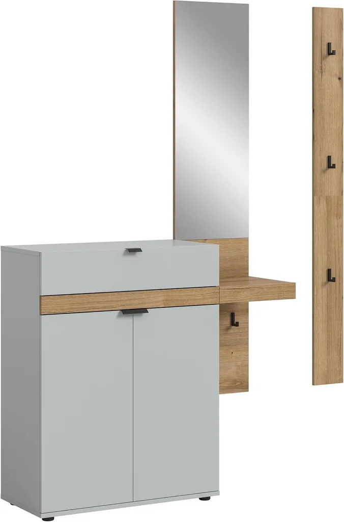 Rangement bureau et garage Naro N4 : ensemble d'armoires grises 4 portes