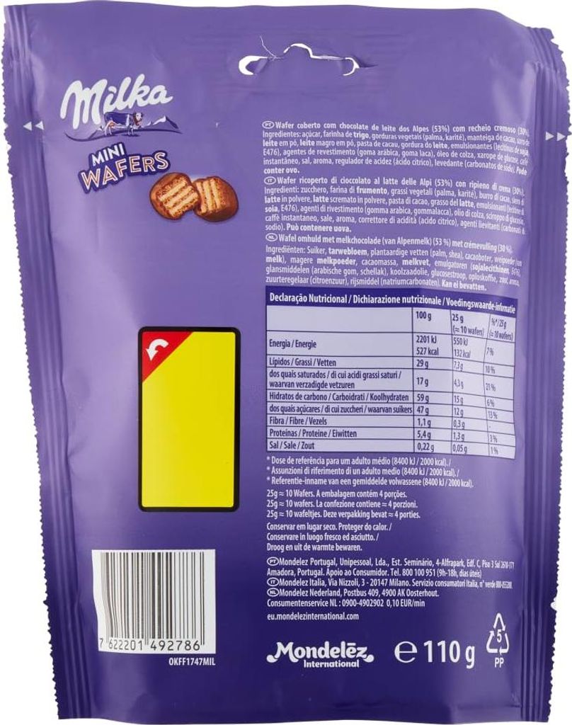 Milka Mini Wafers,Wafer ricoperto di cioccolato al latte Produktbild 