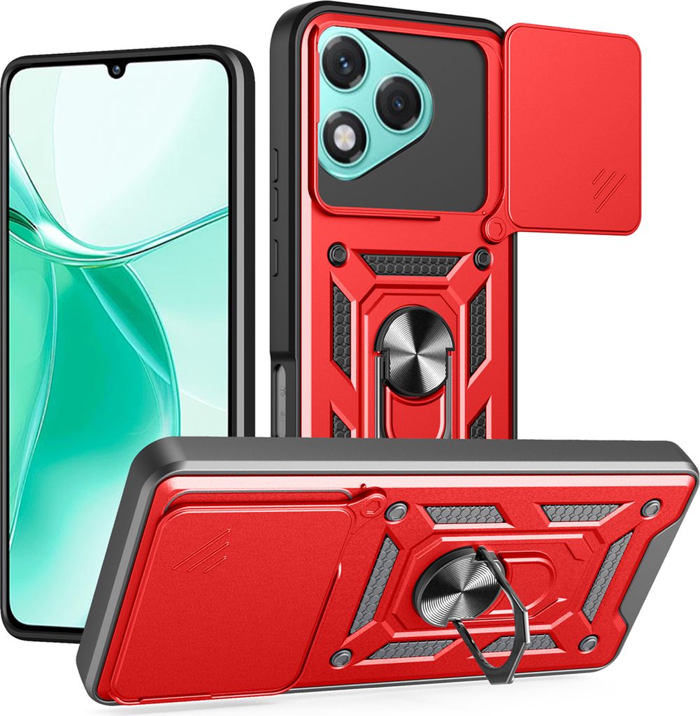 Outdoor Panzer Hülle für Honor 400 Lite Handyhülle mit Slide Kameraschutz Ringhalter in Rot