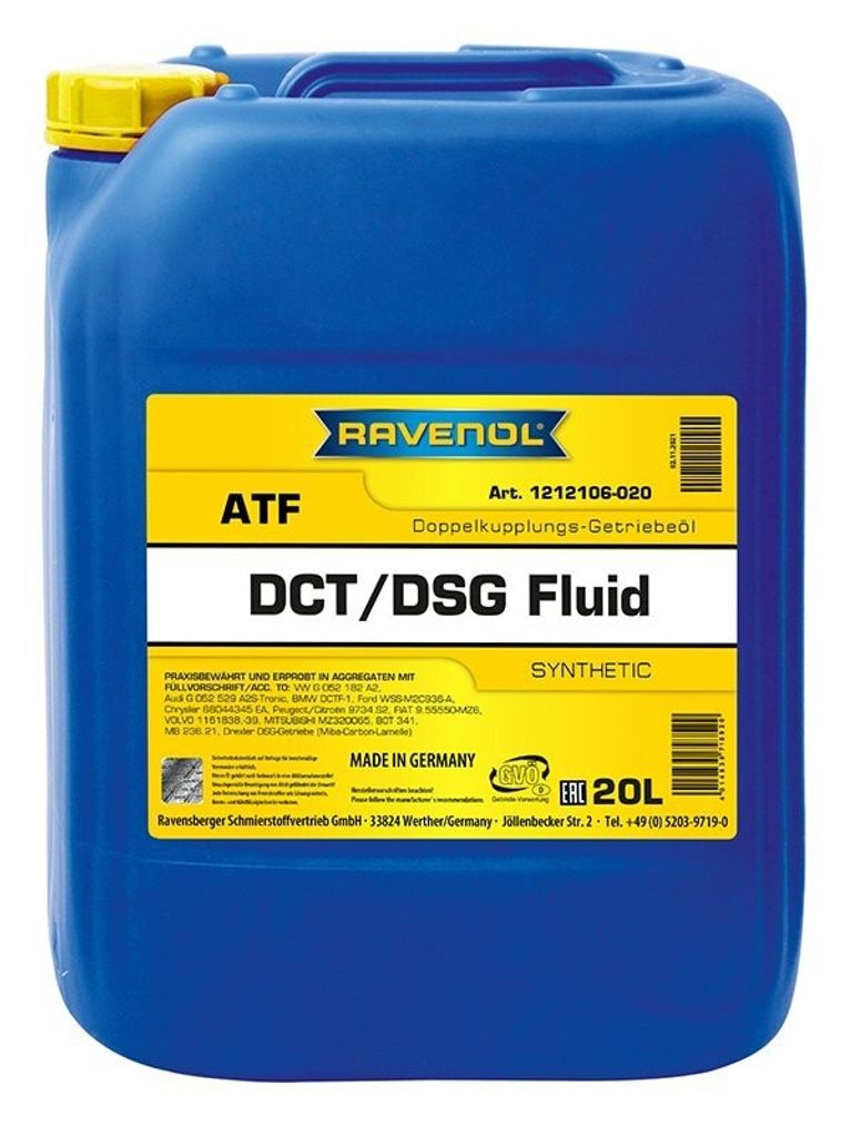 RAVENOL Für DCT/DSG Automatikgetriebeöl 20L 1212106-020-01-999 für VW Golf IV Schrägheck (1J1) Golf V Schrägheck (1K1) Golf VII Schrägheck GO...